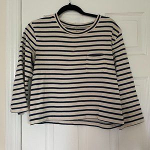 Madewell - Blue Striped Cropped Shirt - Size XS